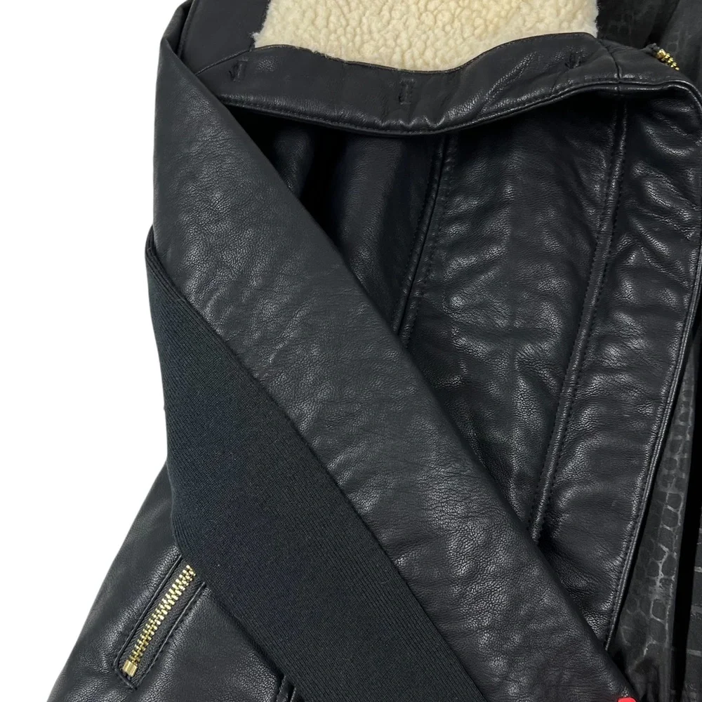 Sam Edelman Women's Caitlyn Aviator Sherpa Jacket Black Size S. - Picture 7 of 9